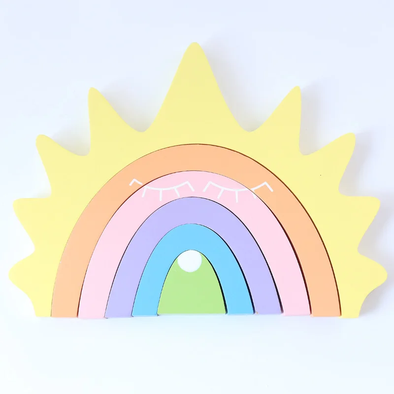 

Wooden Blocks Child Toys, Creative Educational Toy 6 Pcs Colorful Wooden Blocks Toys Creative Rainbow Assembling Blocks Toy
