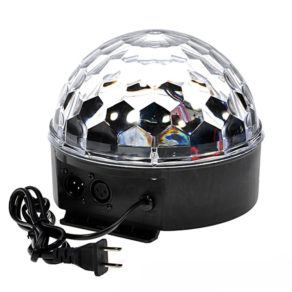 DMX512 RGB قسط الصوت التحكم المرحلة ضوء LED 27 W 9 المصابيح RGB ماجيك كريستال مصباح كروي ليد لحمامات السباحة ديسكو ضوء الليزر الزفاف المنزل حزب عالج با...