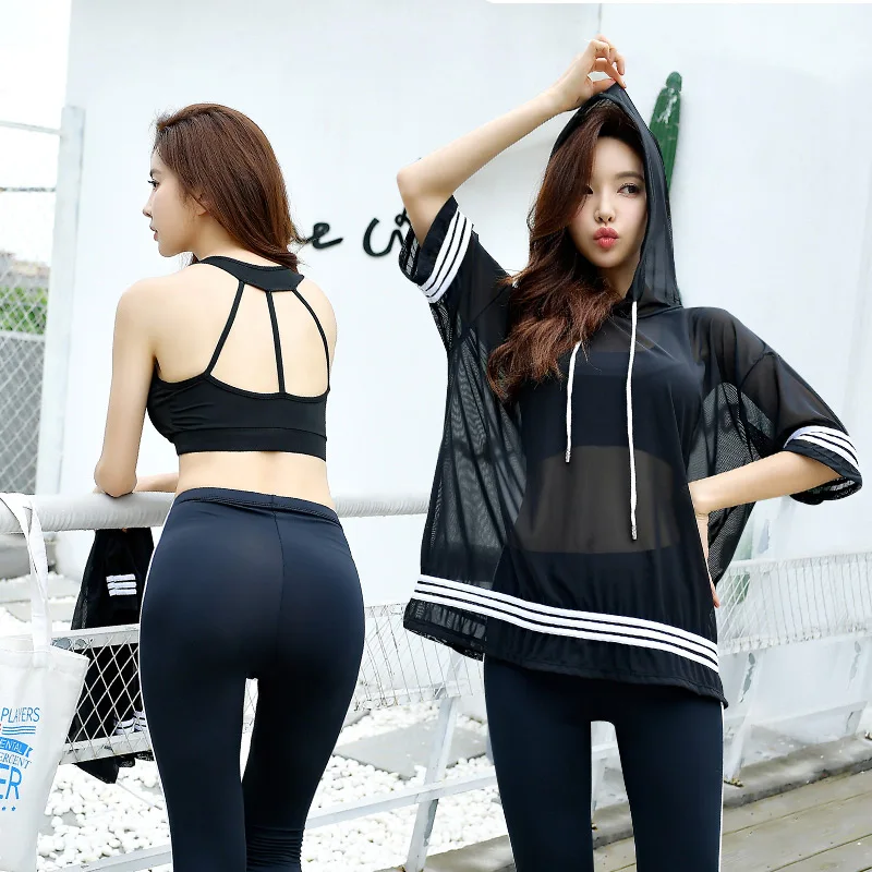 LYSEACIA Large Size Black Sports Sets Female Summer Mesh