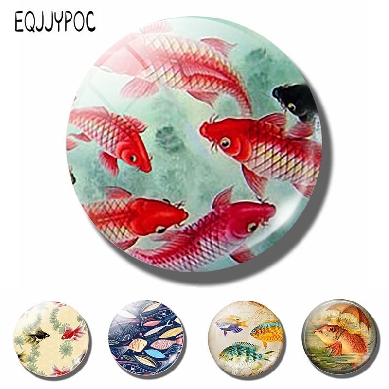 

3PCS Cute Fish 30 MM Fridge Magnet Japanese Koi Fish Asian Art Glass Magnetic Refrigerator Stickers Note Holder Home Decoration