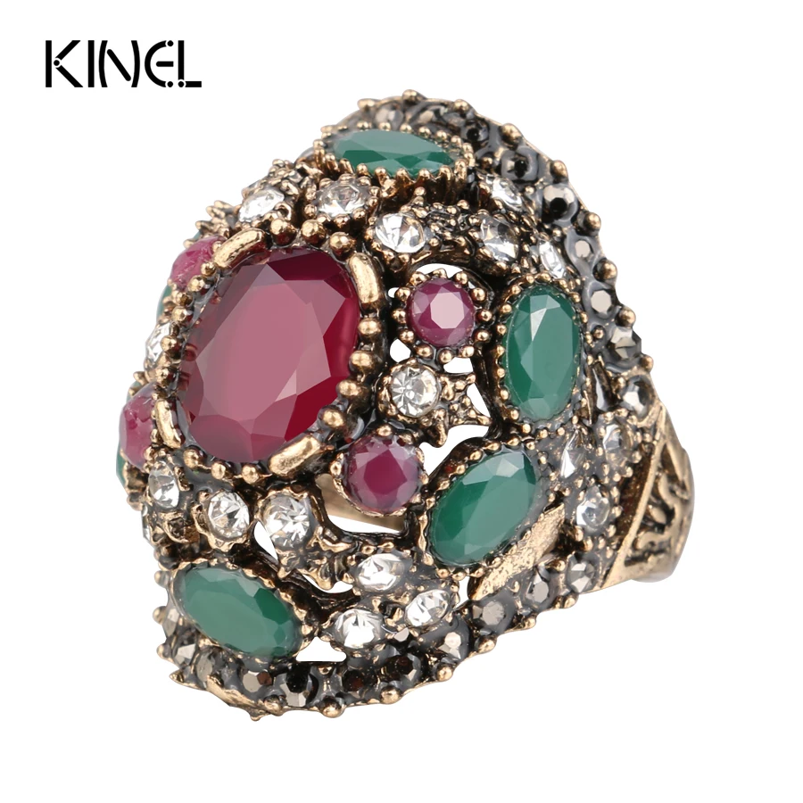 jelly Skeptical plenty Luxury Turkish Jewelery Colorful Resin Ring Color Ancient Gold Vintage  Wedding Rings For Women Crystal Accessories Gift|resin ring|wedding rings  for womenwedding rings - AliExpress