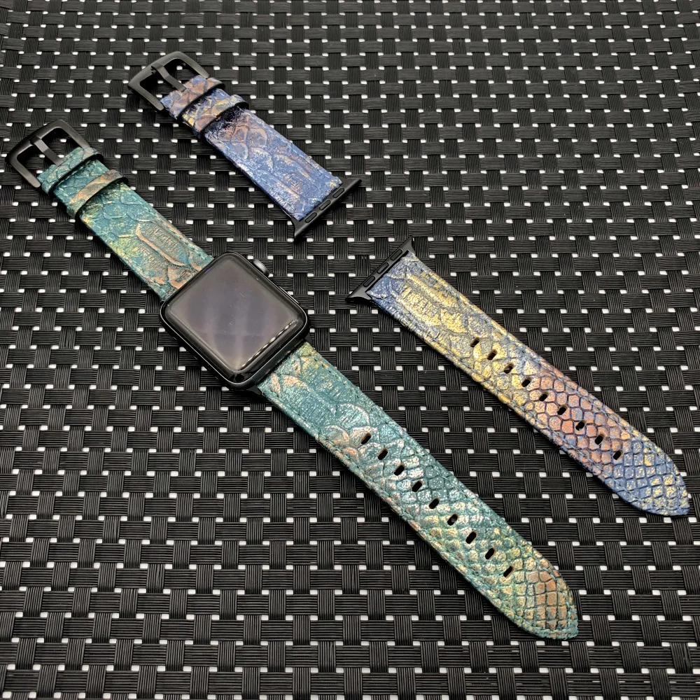 Новая красочная змея текстура кожи кожаный ремешок для Apple Watch серии 1 2 3 4 ремешок для Apple iWatch браслет 38 мм 42 мм 40 мм 44 мм