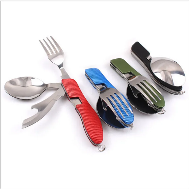 Multifunction Outdoor Camping Picnic Tableware Stainless Steel Cutlery