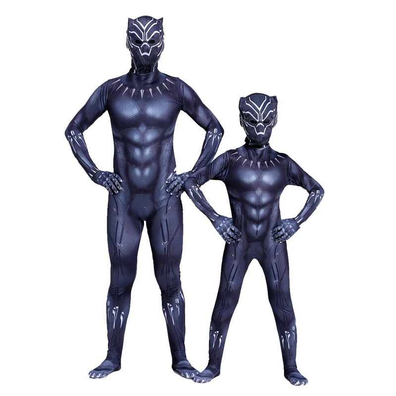 

Black Panther Clothes Heroic Avenger Adult Men Cosplay Halloween Clothes Children Panther Costume Tights Black Leopard Clothing