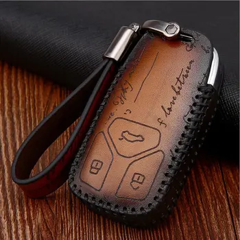 

Fashion Devis Leather Car Key Cover Case Key Case For AUDI A4 B9 Q5 Q7 TT TTS 8S 2016 2017 car smart remote Car Styling
