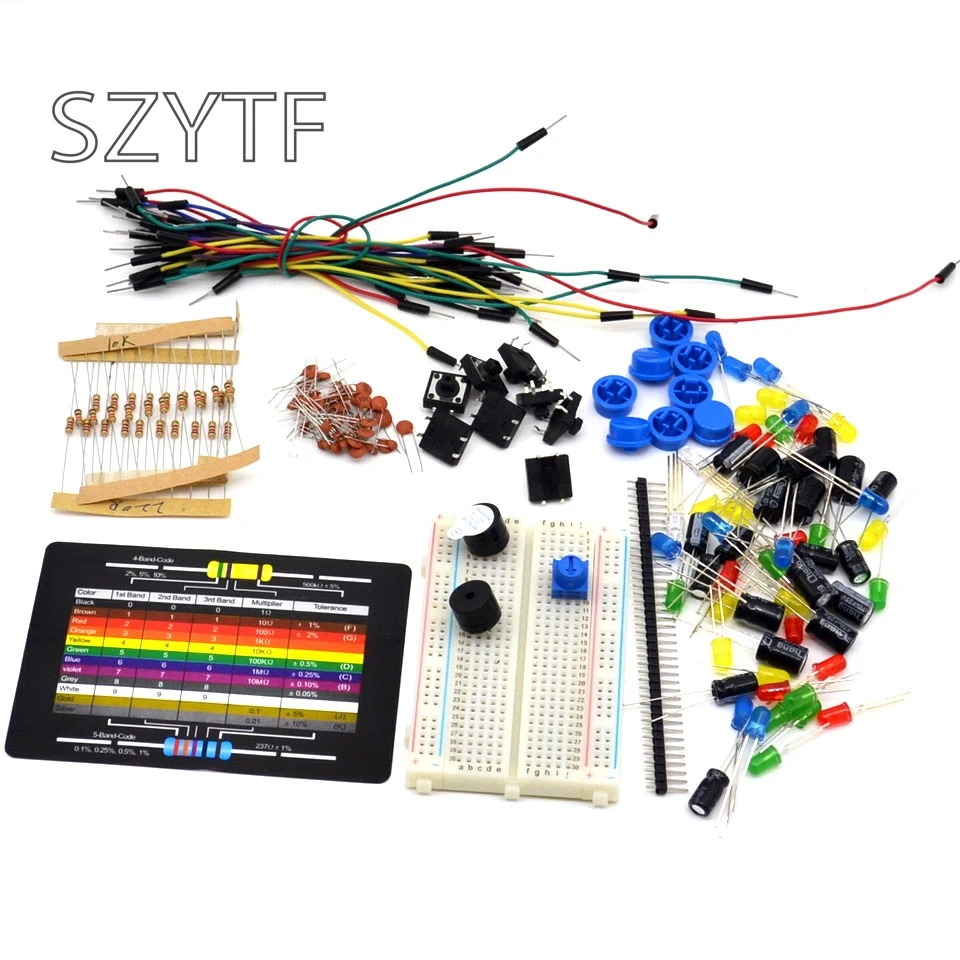 Стартовый комплект, резистор/светодиодный/конденсатор/перемычка провода/макетный Резистор Комплект с розничной коробкой для arduino DIY Kit