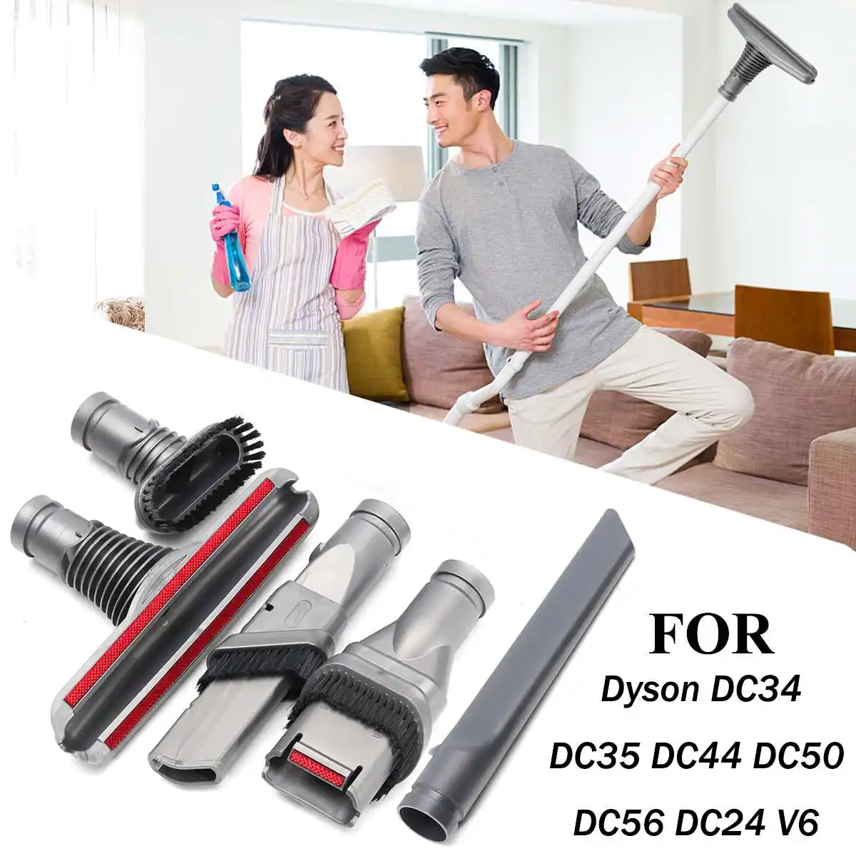 

KINCO 5pcs/lot Home Cleaning Brush Tool Crevice Kit For Dyson Vacuum Cleaner DC35 DC44 DC56 Adapter Upholstery Tool