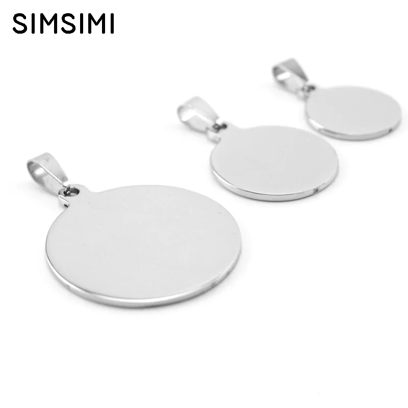 Simsimi stainless steel Round Charms Pendants circle tags outer hole