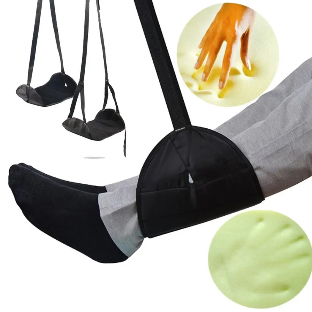 

Portable Home Flight Office Footrest Adjustable Under Desk Storage Bag Foot Hammock Office, Car, Airplane