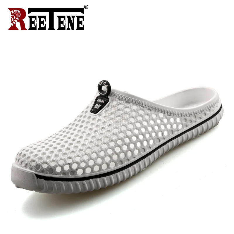 REETENE 2018 Men Shoes Beach Casual Men'S Slippers Hollow Out Summer Slippers Men Slip-On Flip Flops Shoes Male Flats Sandals