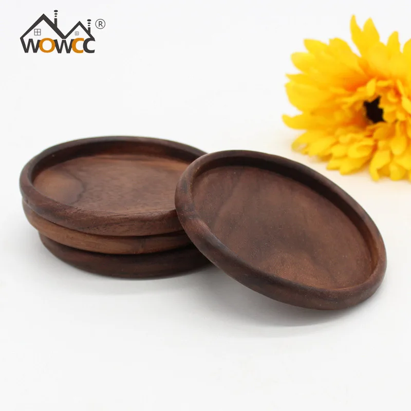 

WOWCC 1PC Walnut Wood Coasters Durable Heat Resistant Tea Coffee Cup Pad Bowl Teapot Drink Mat Home Table Placemats Decor New