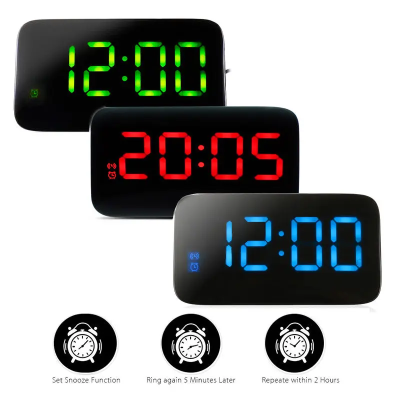 

Alarm clock Large Backlight USB Snooze Clocks Clock Control LED Digital Electronic Display Table Cable Desktop Voice