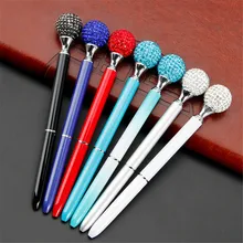 Cool Ballpoint Pen Luxury Penspinning Novelty Diamond Ball Point Pen Spin with Invisible Blue Black Ink Metal Gifts Papelaria invisible ink pen with ink revealing blue led 3 ag3