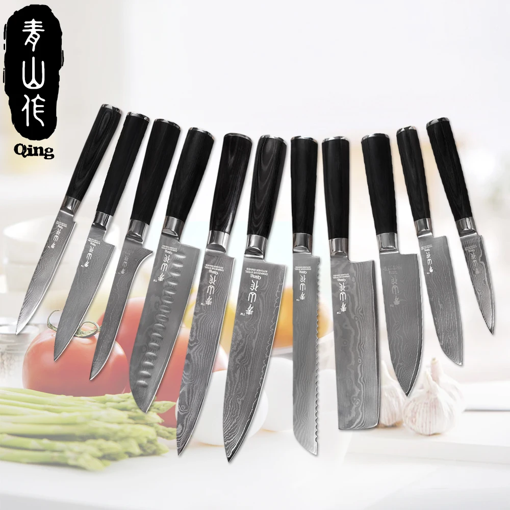 QING Single Damascus Kitchen Knife Black Color Wood Handle VG10 Damascus Steel Cooking Tools Home Daily Damascus Kitchen Tools QING Single Damascus Kitchen Knife Black Color Wood Handle VG10 Damascus Steel Cooking Tools Home Daily Damascus Kitchen Tools