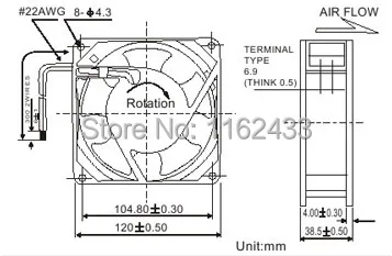 12038 AC axial flow fan drawing
