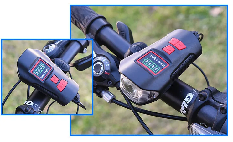 Best Bike Light Intelligent with Horn Odometer USB Charging Bicycle Headlights Stopwatch Bell Code Table Waterproof LCD Display 11