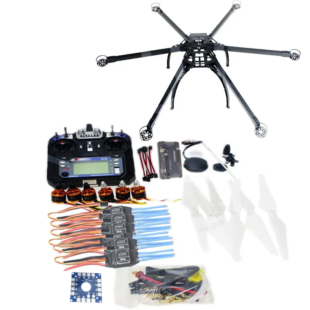 Buy Cheap Six-axle Hexacopter Unassembled GPS Drone Kit with Flysky FS-i6 6CH 2.4G TX&RX APM 2.8 Multicopter Flight Controller F10513-F