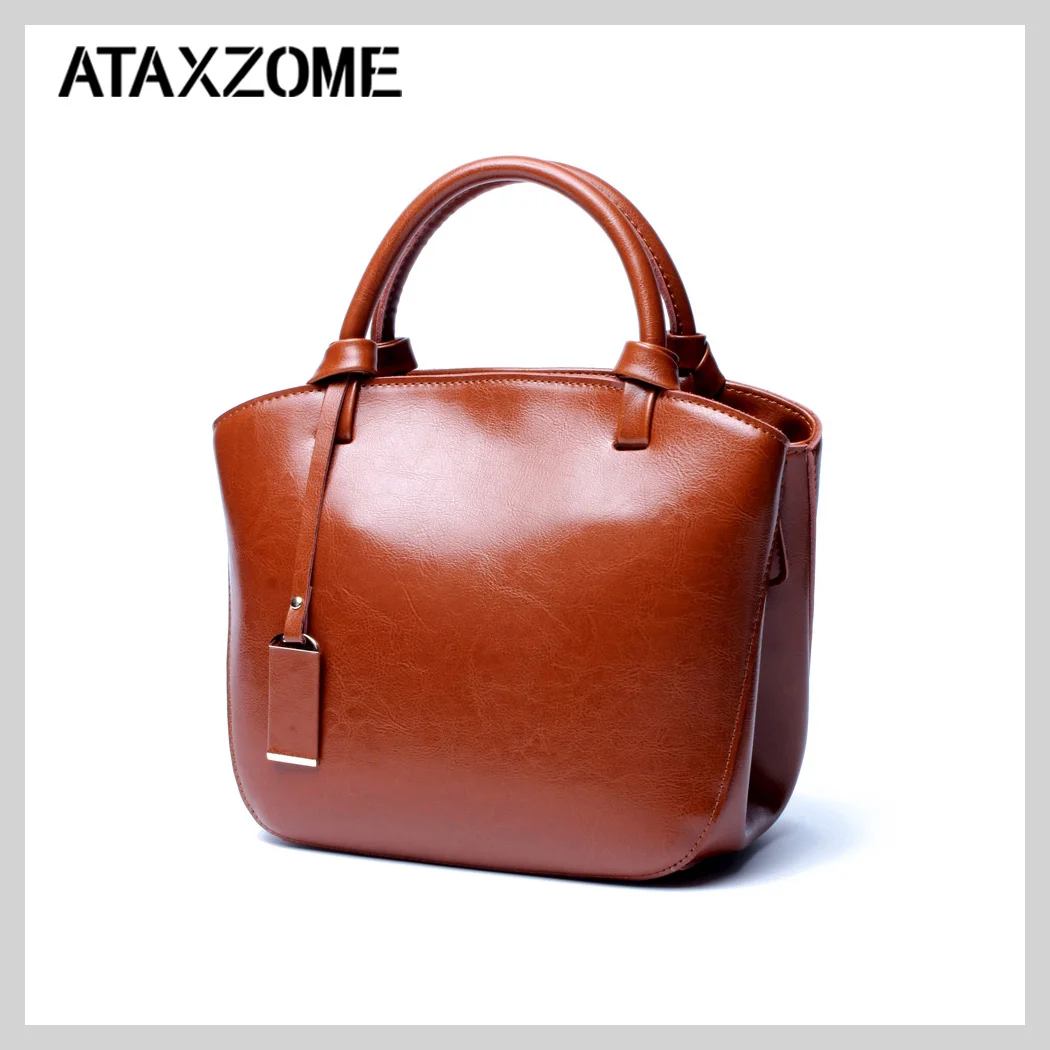 

ATAXZOME Genuine Leather Handbags Vintage Brand Designer 100% Cow Leather Female Bag Shoulder crossbody bags for women bolsa