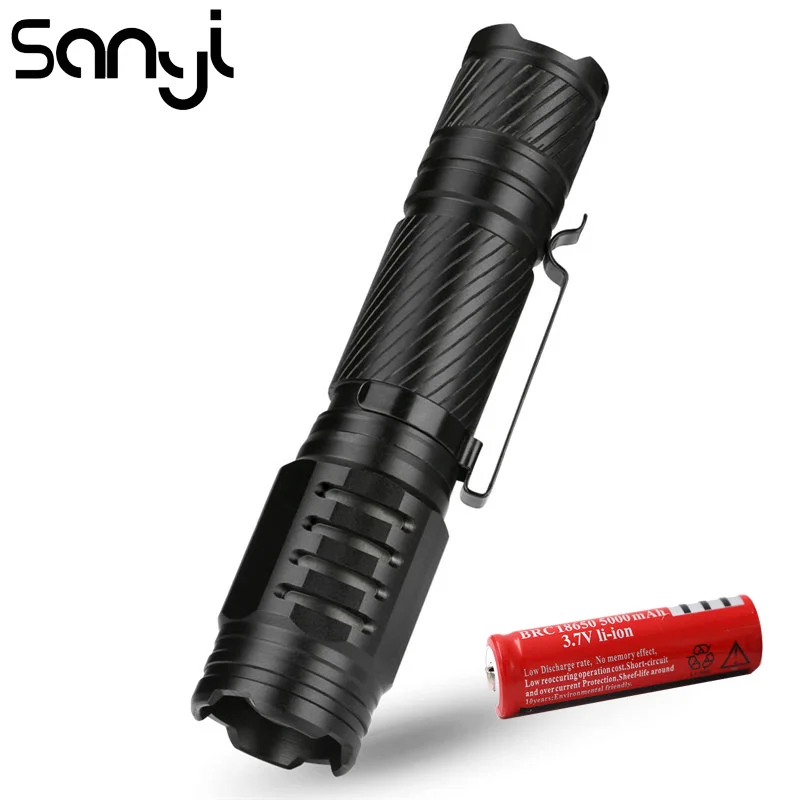 

SANYI T6 LED Flashlight Torch 3800LM Camping Lamp Lights Lanternas Self Defense Tactical Lamp for Night Fishing Hunting