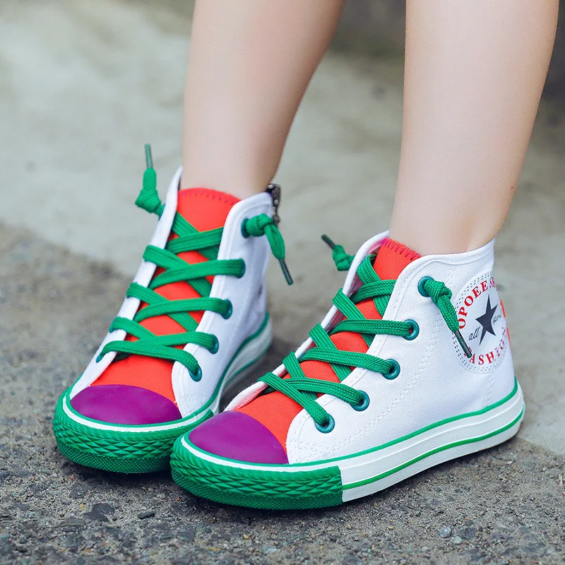 

Autumn Summer Color Matching Children's Boys Sports Shoes Girls High-cut Casual Shoes Baby Lace Up Sneakers