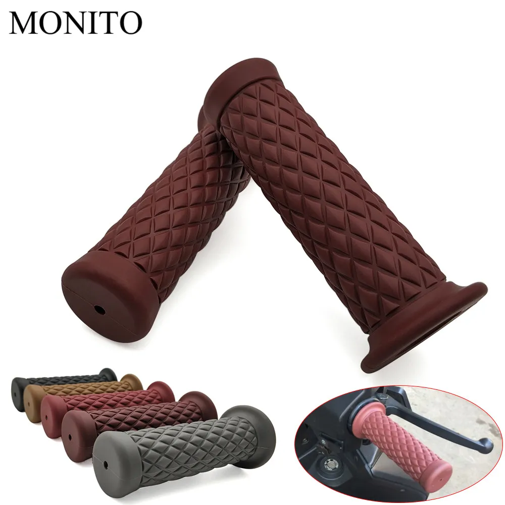 7/" 22 мм Винтаж резиновые кафе рукоятки руля рукоятки для мотоциклов для kawasaki versys 650 z900 z1000 suzuki 650 Африка twin