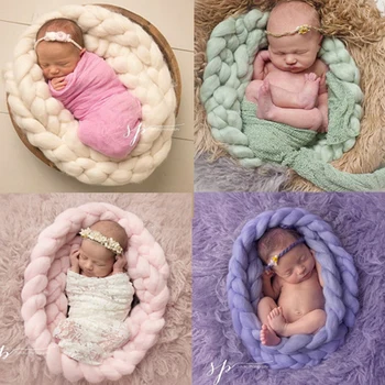 

Fashion Baby Taking Pictures Twist Blanket Newborns Hand-woven Twist Braid Icelandic Hair Baby Photography Props