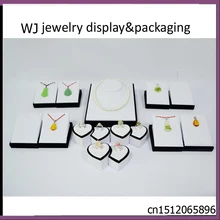 15 шт. Стенд для комплектов ювелирных украшений белое ожерелье с иммитацией кожи браслет кольцо торговая стойка под Серьги Держатель Витрина с черным бархатом