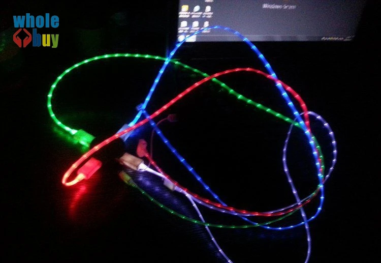 Красочный Высококачественный красивый 1 м светодиодный USB Кабель EL shine Light