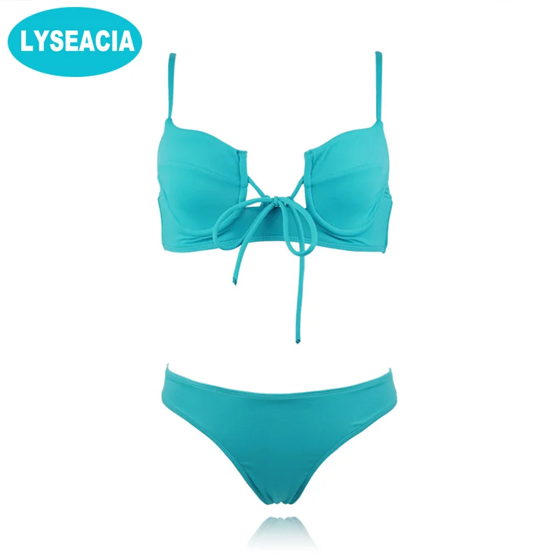 LYSEACIA Women's Bikini 2018 Swimsuits Low Waist Biquini Solid Green