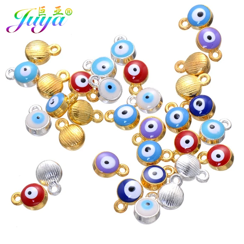 

Wholesale Evil Eye Jewelry Findings Gold/Silver Enamel Blue Evil Eye End Beads Charm Accessories For Evil Eye Jewelry DIY Making