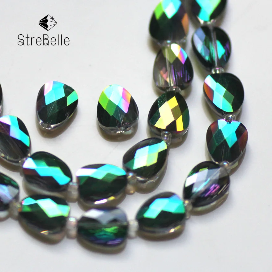 

Malachite green plating beads semi-crystal glass create your style FLAT HEART beads 28fa AAA30