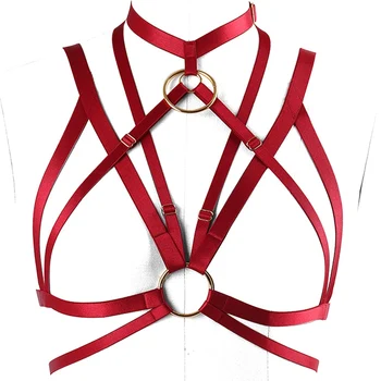 

Strappy Lingerie Harness Pastel Goth Punk Fashion Women Breast Belt Adjustable Bra Body Cage Elastic Garter Belts Carnivals Rave