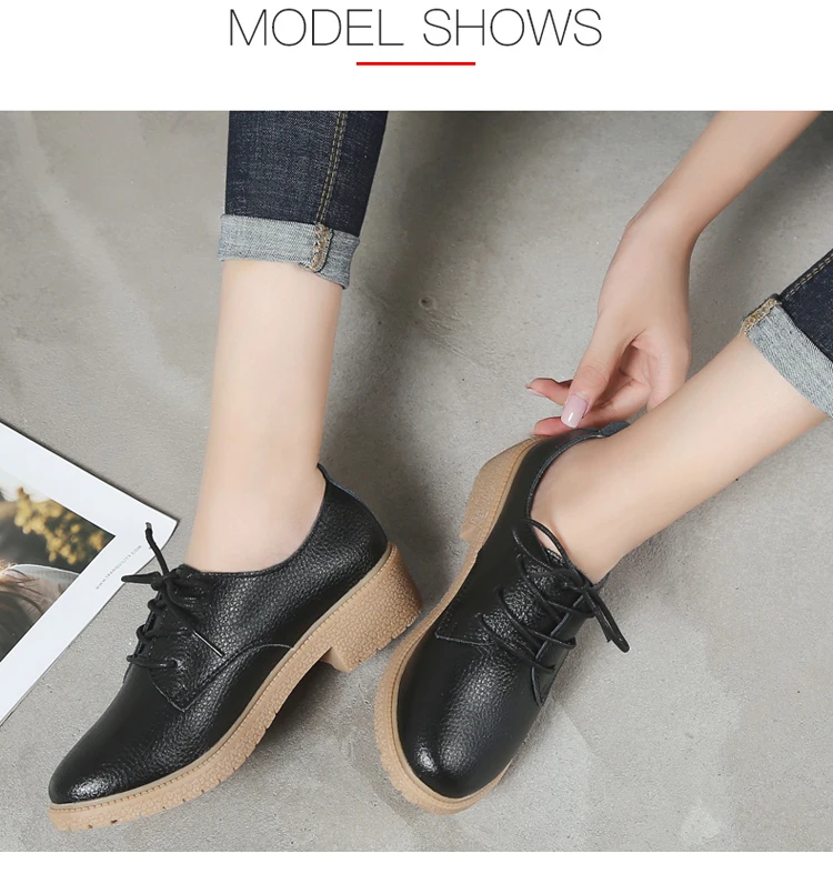 OUKAHUI/Новые Модные осенние женские туфли-оксфорды в британском стиле; повседневные туфли из натуральной кожи на квадратном каблуке 3,5 см; маленькие размеры 33-41