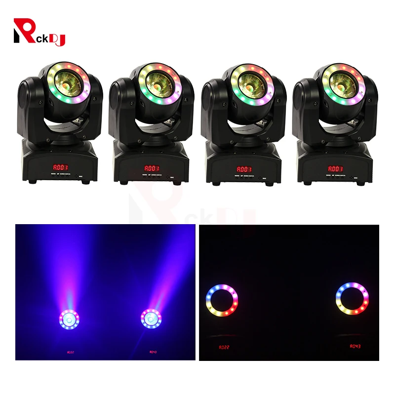 4 шт. мини 60 Вт Moving Head Light с Halo Effect Beam Led сценическое освещение RGBW 4in1 Dmx Dj для событий