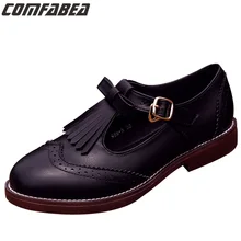 Women Oxfords 2017 Spring New PU Leather Casual Tassel Shoes Woman Flats Platform Shoe For Autumn HO889D-5