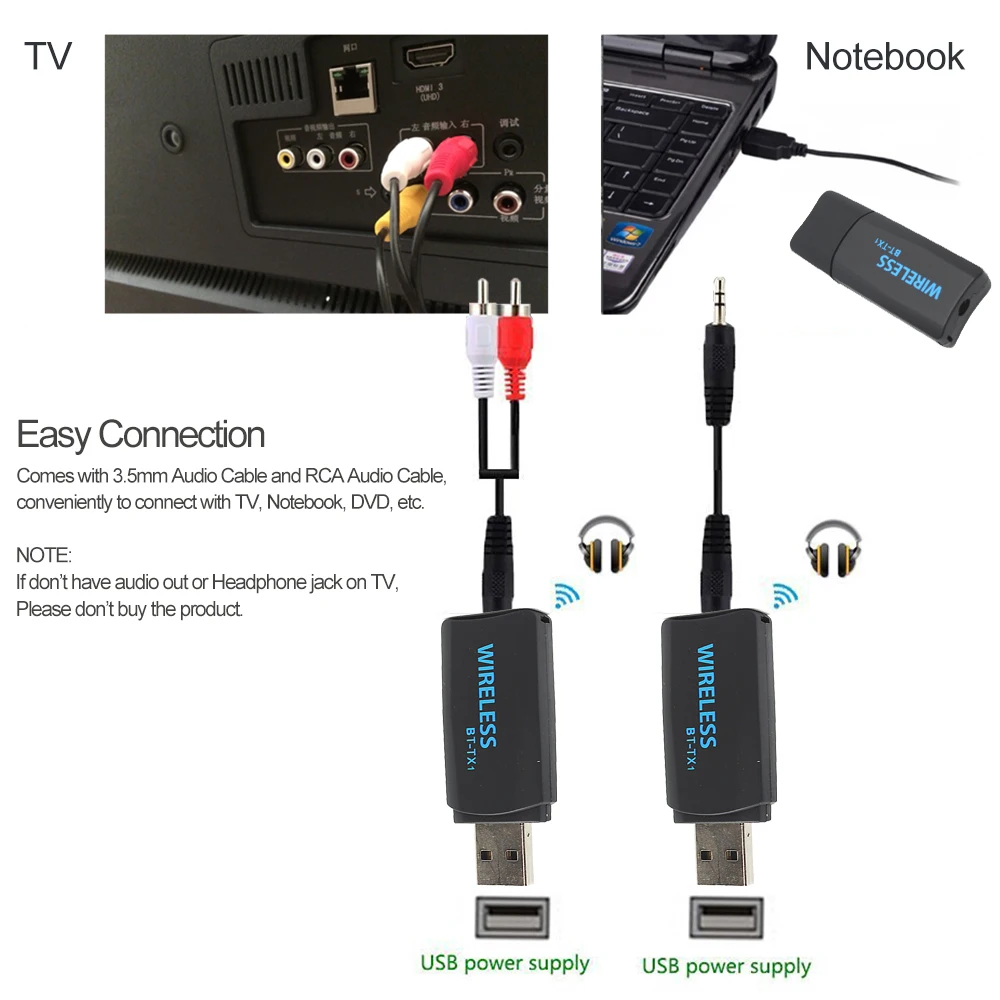 Bluetooth передатчик для ТВ ПК ноутбук компьютер 3,5 мм USB Bluetooth 4,2 адаптер портативный стерео аудио адаптер
