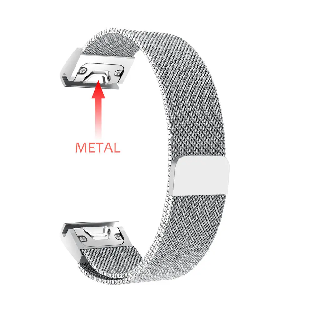 

22MM Stainless Steel strap for Garmin Forerunner 935 /945/Fenix 5 / 6 /6 Pro Milanese Magnetic Loop Watch band Quick install