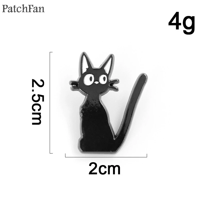 Patchfan Kiki службы доставки черная кошка металлическая Глянцевая шпильки медаль para рюкзак рубашка Броши Одежда Значки для мужчин и женщин A1691