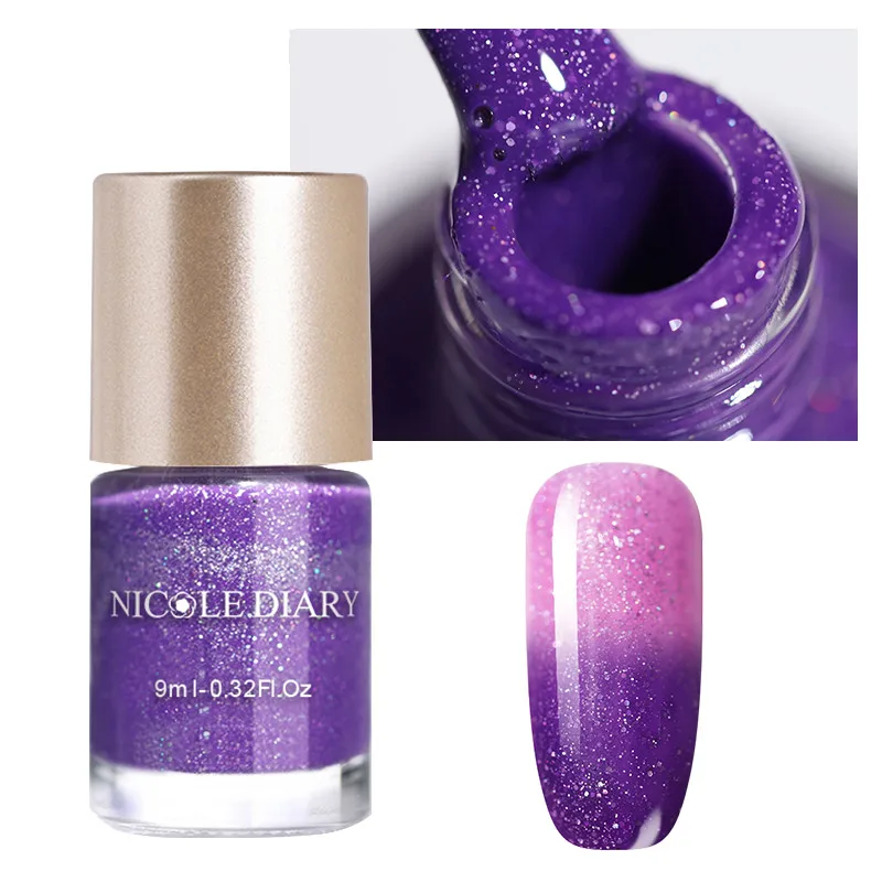NICOLE DIARY 9ml Temperature Changing Nail Polish Nail Color Polish Gradient Glitter Varnish
