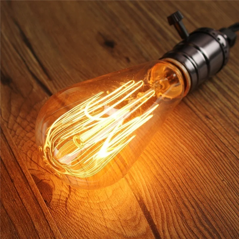 6 ПАК ST64 винтажная лампочка накаливания Эдисона E27 Dimable Filament Lighting 40W 60W Filament промышленный домашний Лофт Декор 110V 220V