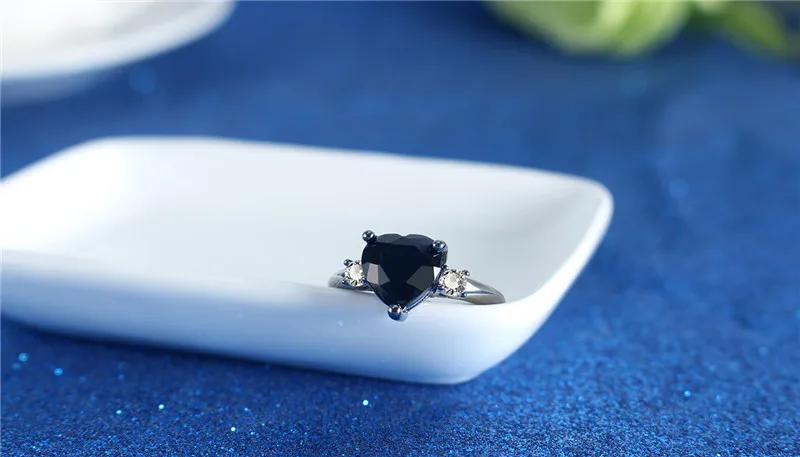 Love Black Heart Shaped Crown Ring Black Gold Filled Cubic Zirconia Rings For Women Wedding Anniversary Jewelry Anel Gifts dm103 (4)