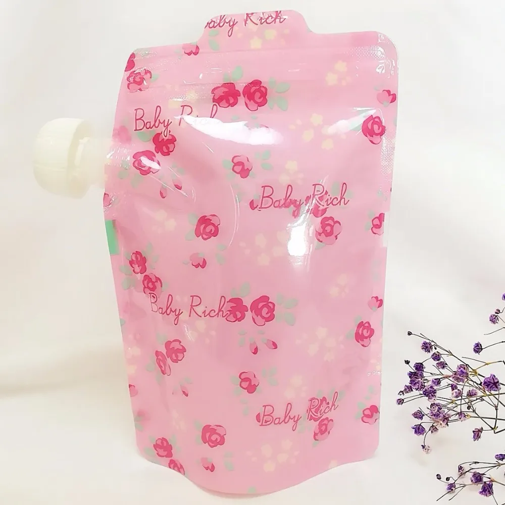 Baby food pouches Feeding Supplies bag Double Zippers Reusable food pouch Refillable Complementary 5pcs/lot