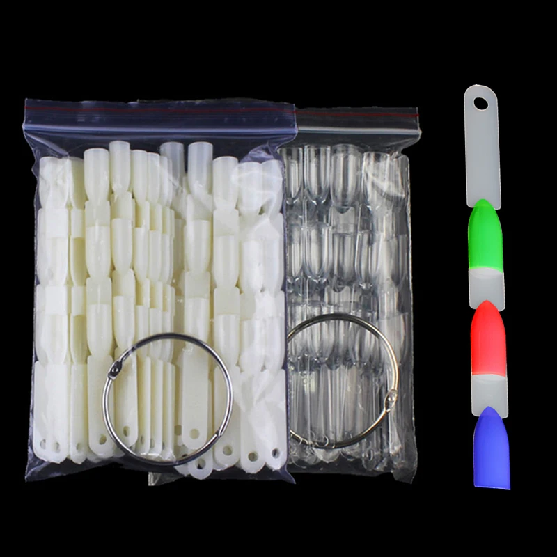 

Charm Statement 50 PCS Fake Nail Art Board Stick Tip Sticker Polish Practical Foldable Display Beauty Fan Natural/Clear
