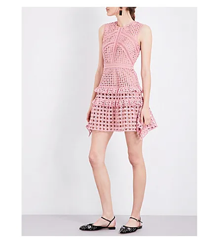 self portrait pink lace mini dress