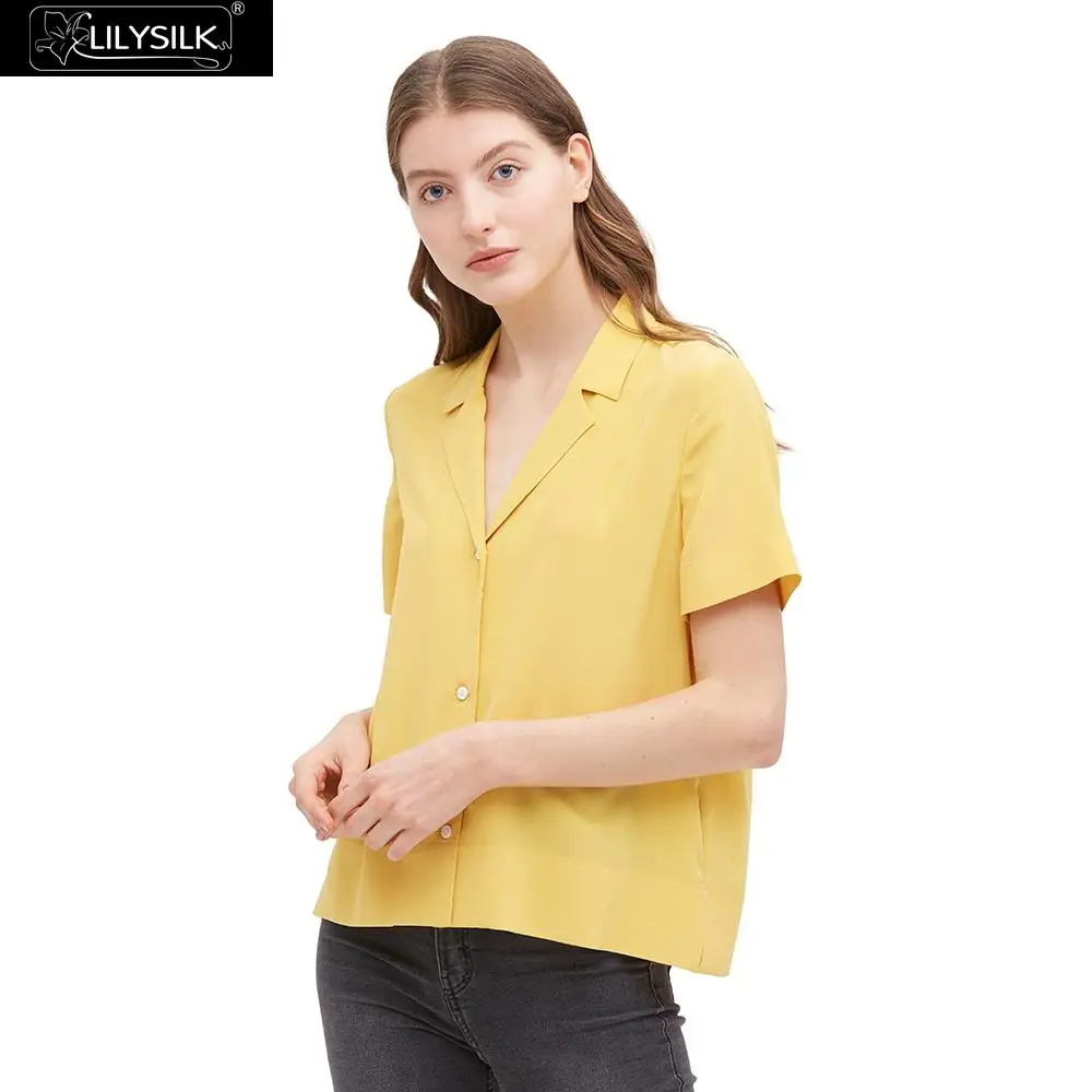 

LilySilk Shirt Blouse Women Silk V Neck Half-Sleeve Notch Ladies New Free Shipping