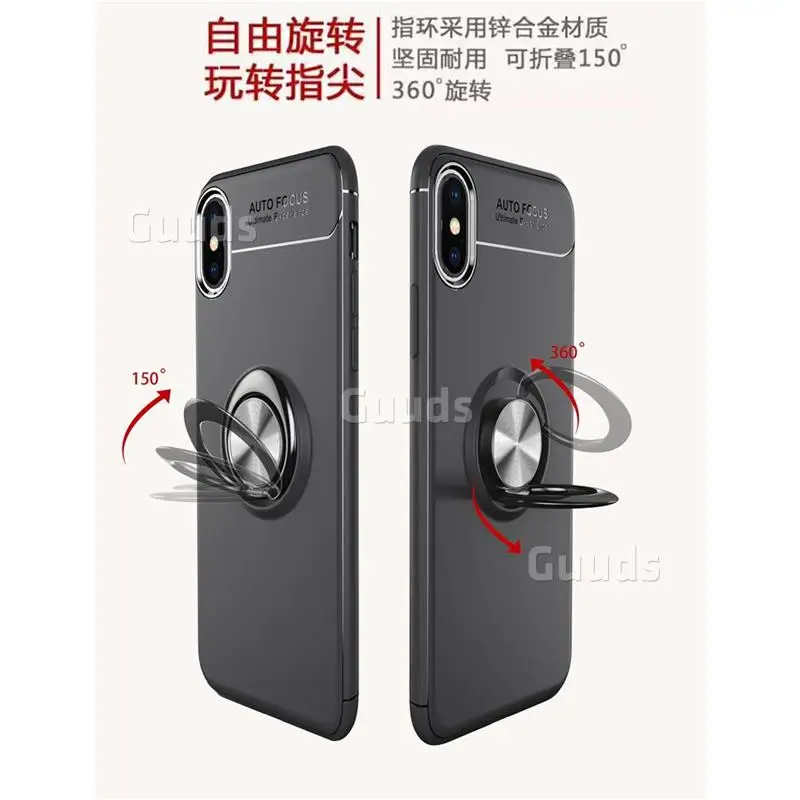 Auto Focus Invisible Ring Holder Soft Phone Case for iPhone X(5.8 inch) - Black