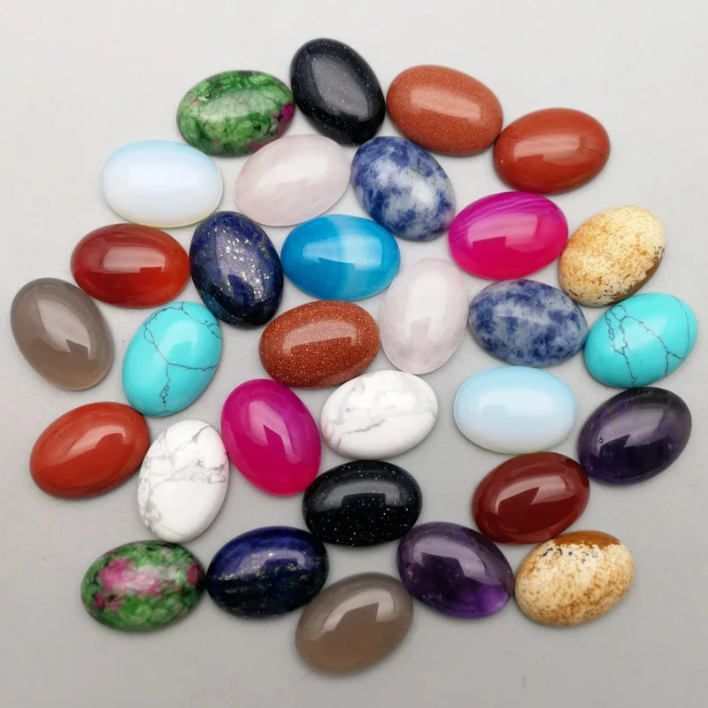 

2018 Fashion natural Accessories stone beads 13x18mm mixed Oval CAB CABOCHON for Jewelry&Clothes wholesale 30pcs free shipping