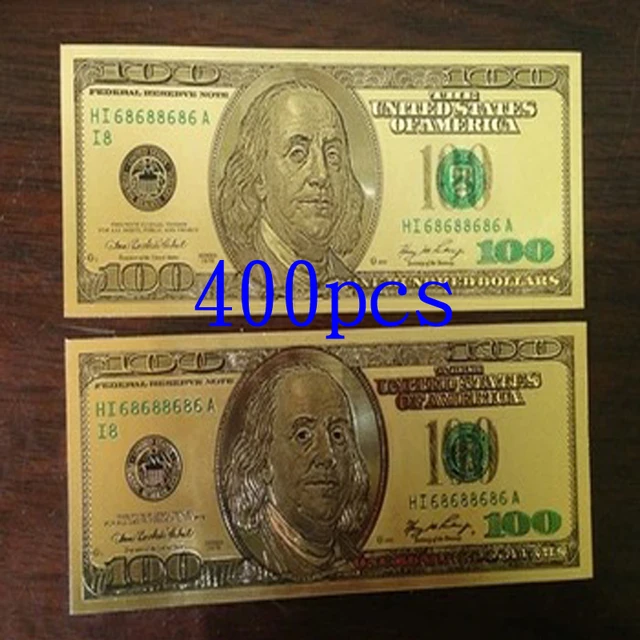 Usa 24k Gold Foil Banknotes Collection Color Printing 100 Dollars Usa 24k Gold Foil Banknotes Collection Color Printing 100 Dollars Bill Banknote Paper Money Gift Make Ing 400pcs Set