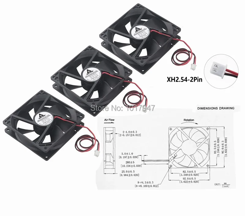 1 шт. Gdstime DC 12 В XH2.54-2P 9225 92 мм x 25 мм 0.12A 90 мм 9 см охлаждающий вентилятор