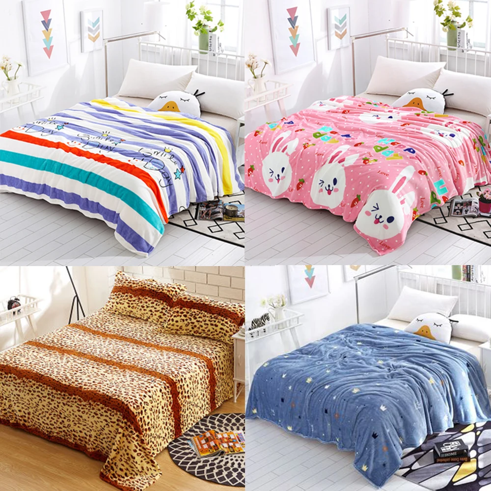 Plush Flannel Fleece Thin Blanket Sexy Leopard Throws Twin/Full/Queen